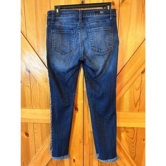 KUT From The Kloth Reese Ankle Straight High Low Leg Raw Hem Jeans Size 2 (5105) - Picture 4 of 8